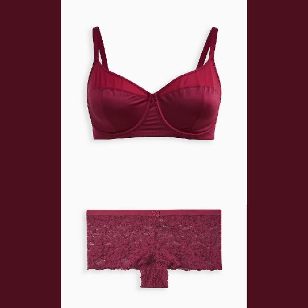 Plus size bra by Torrid unlined balconette bra set 44D & cheeky panty 3 3x pink